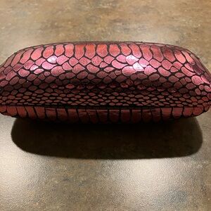 Joan Boyce Sunglasses Case Pink Faux Snakeskin Hard Shell Sunglasses Case